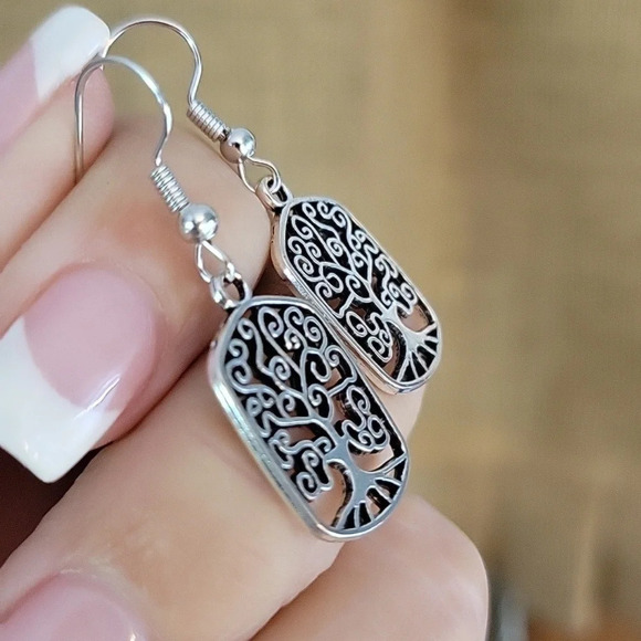 Tree of Life Dainty Drop Earrings - Picture 4 of 6
